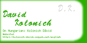 david kolonich business card